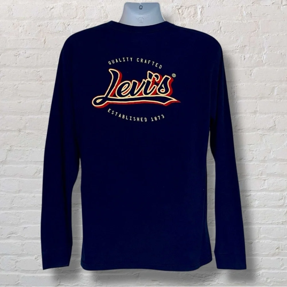 🔴 Levi’s Long Sleeve Logo Tee Men’s L Navy Blue | Quality Crafted Since 1873